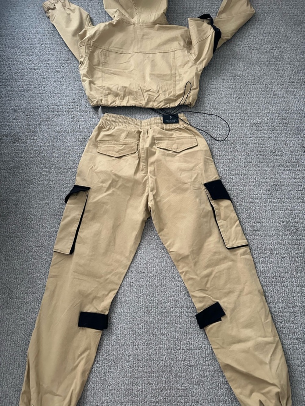 Cargo Jogger set in Khaki with Black Accents - Picture 6 of 6